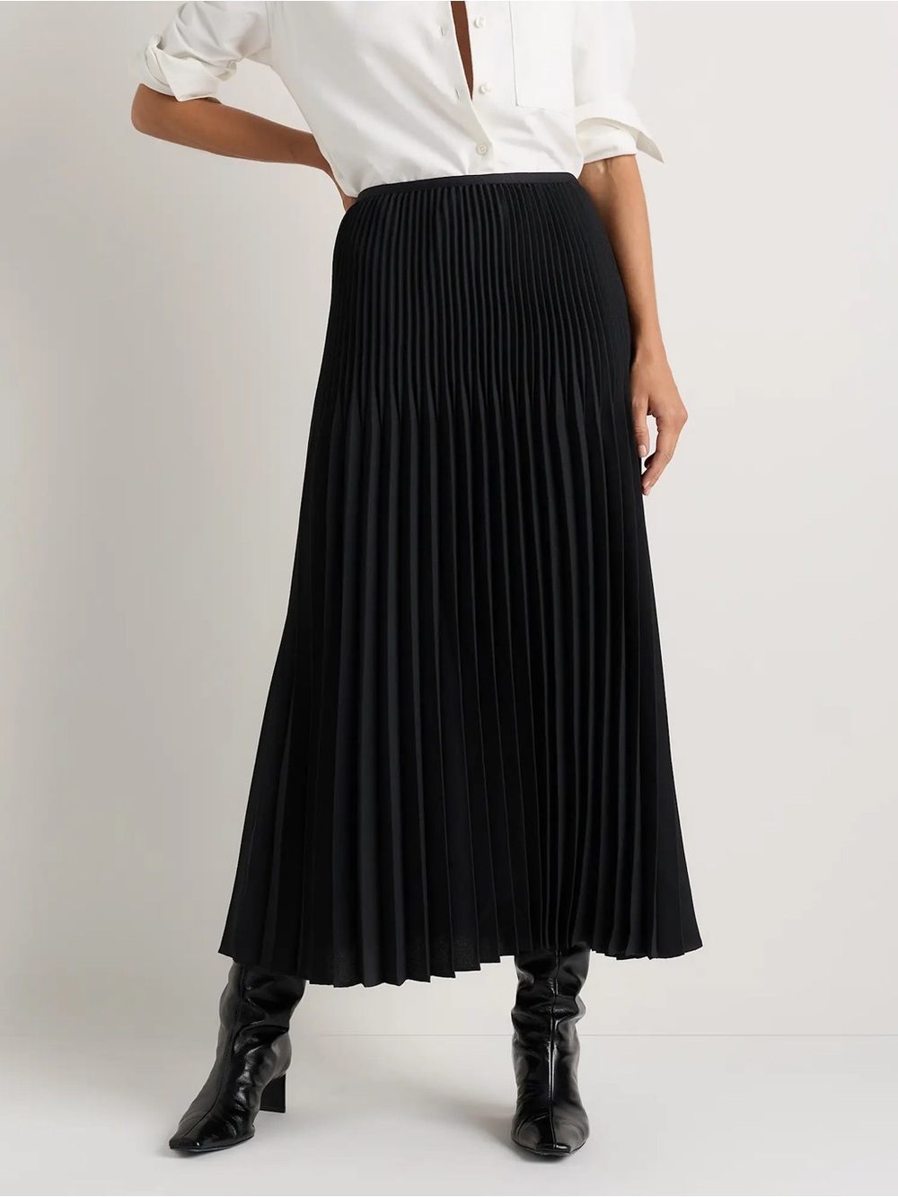 NWTs Quince Pleated Matte Midi Skirt - Black XS